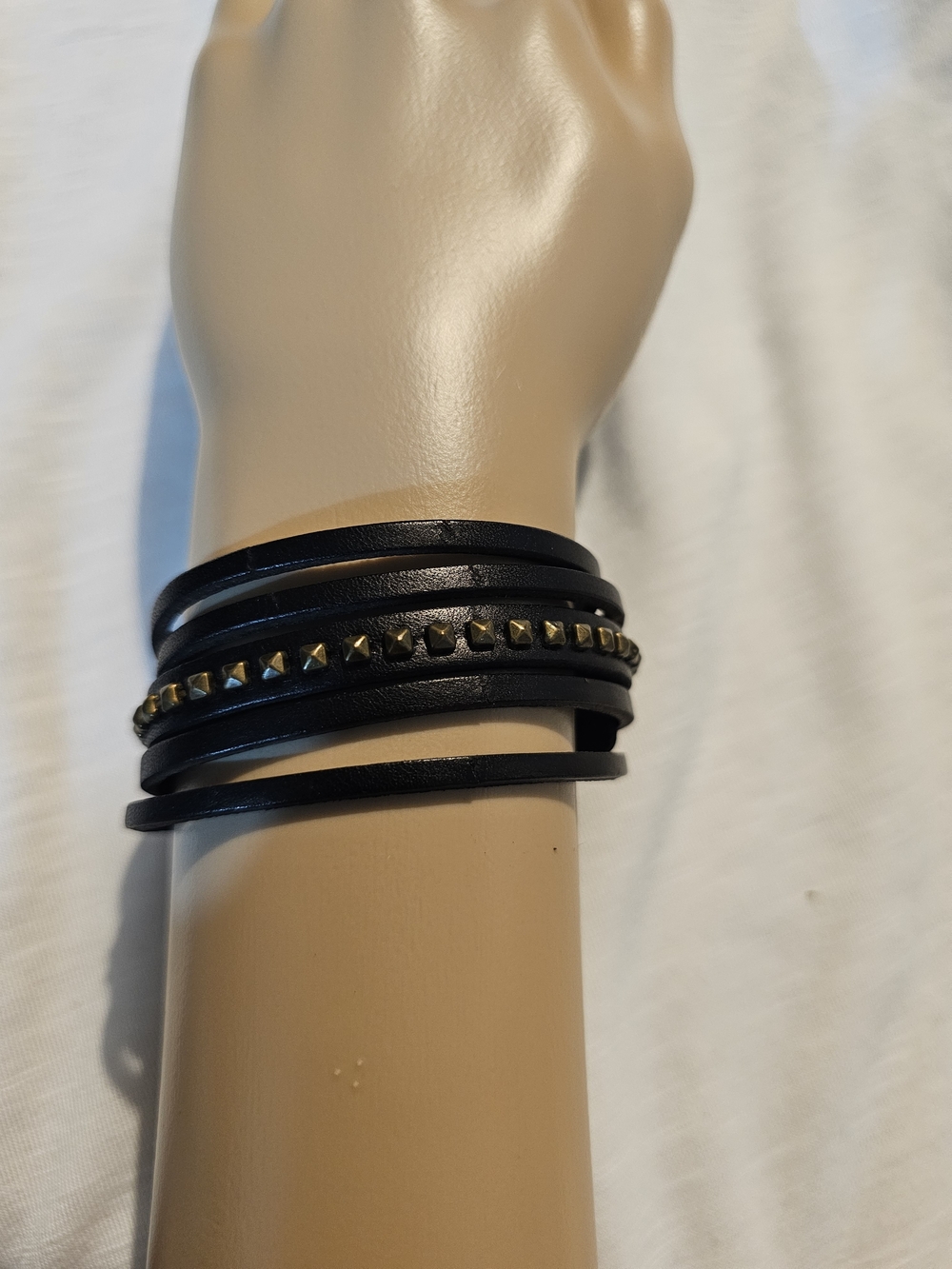 Brown Multi-Strand Leather Stud Wrap Bracelet
